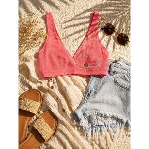 Cosabella Bralette Bra Pink Wire Free Mesh Full Coverage EUC Size Small